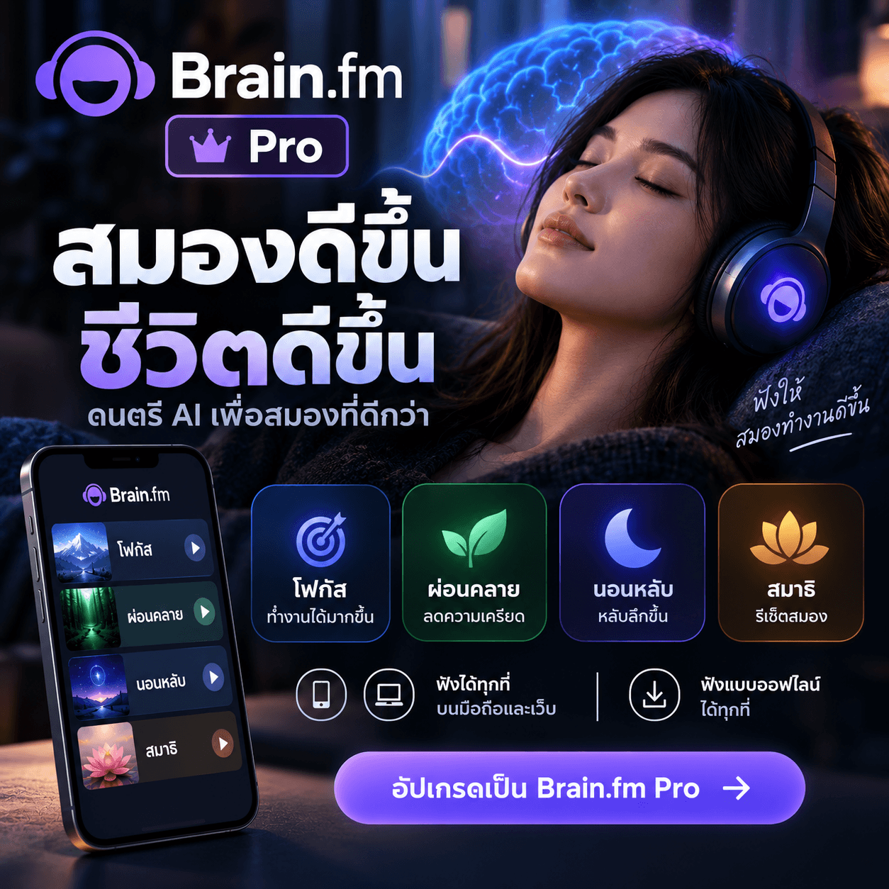 Brain.fm Pro 1 ปี ไม่มีประกัน